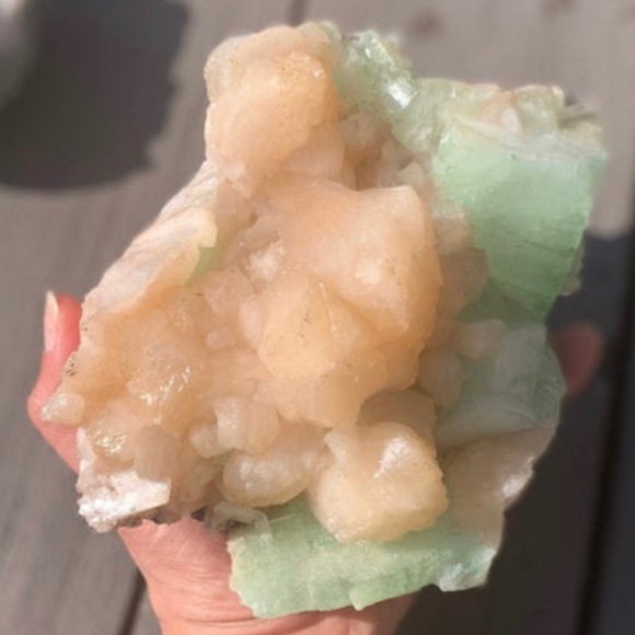 Gem Green Apophyllite w/Druzy Sparkles & Stilbite - Picture 6 of 9